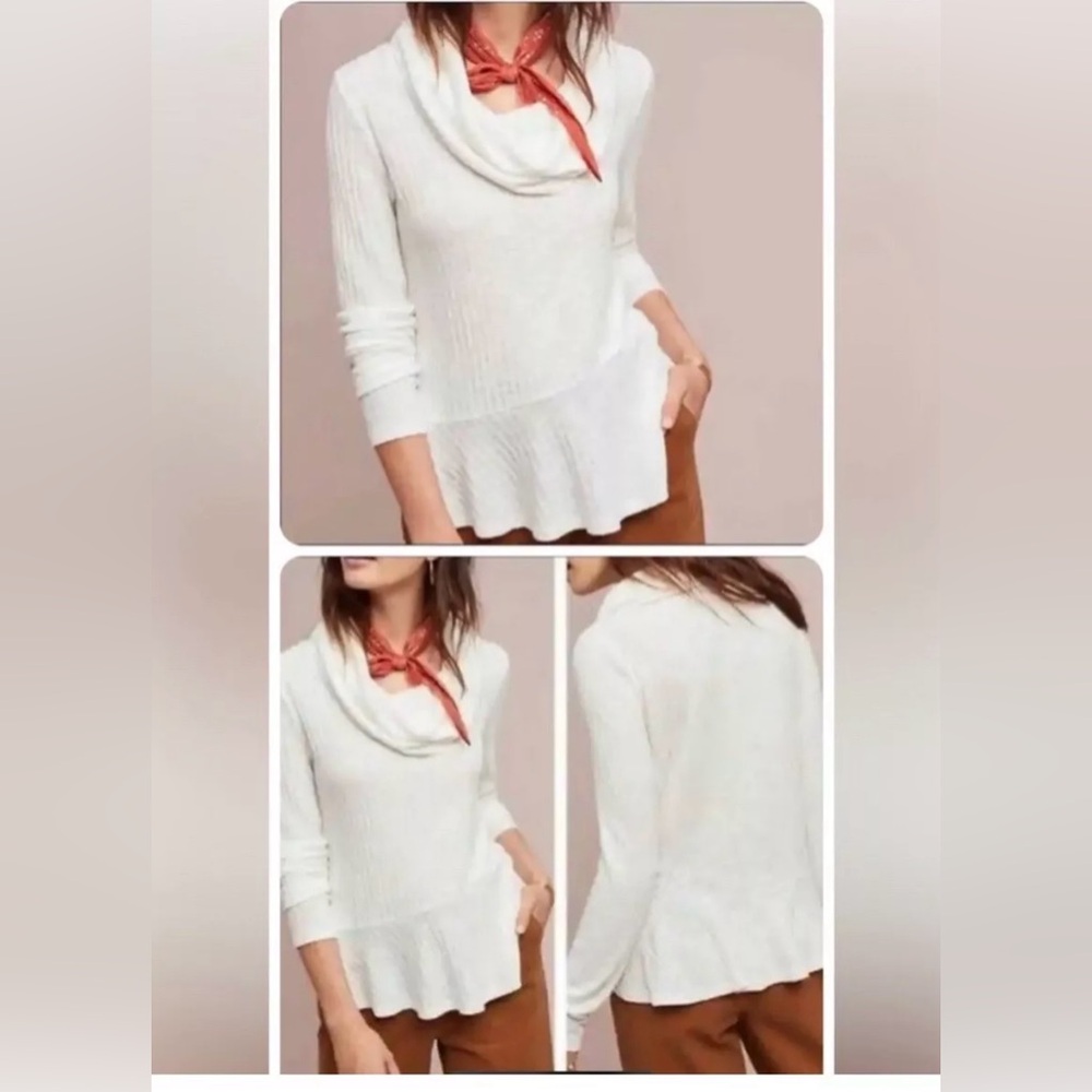 MAEVE BY ANTHROPOLOGIE Elegant White Cowl Neck Sweater